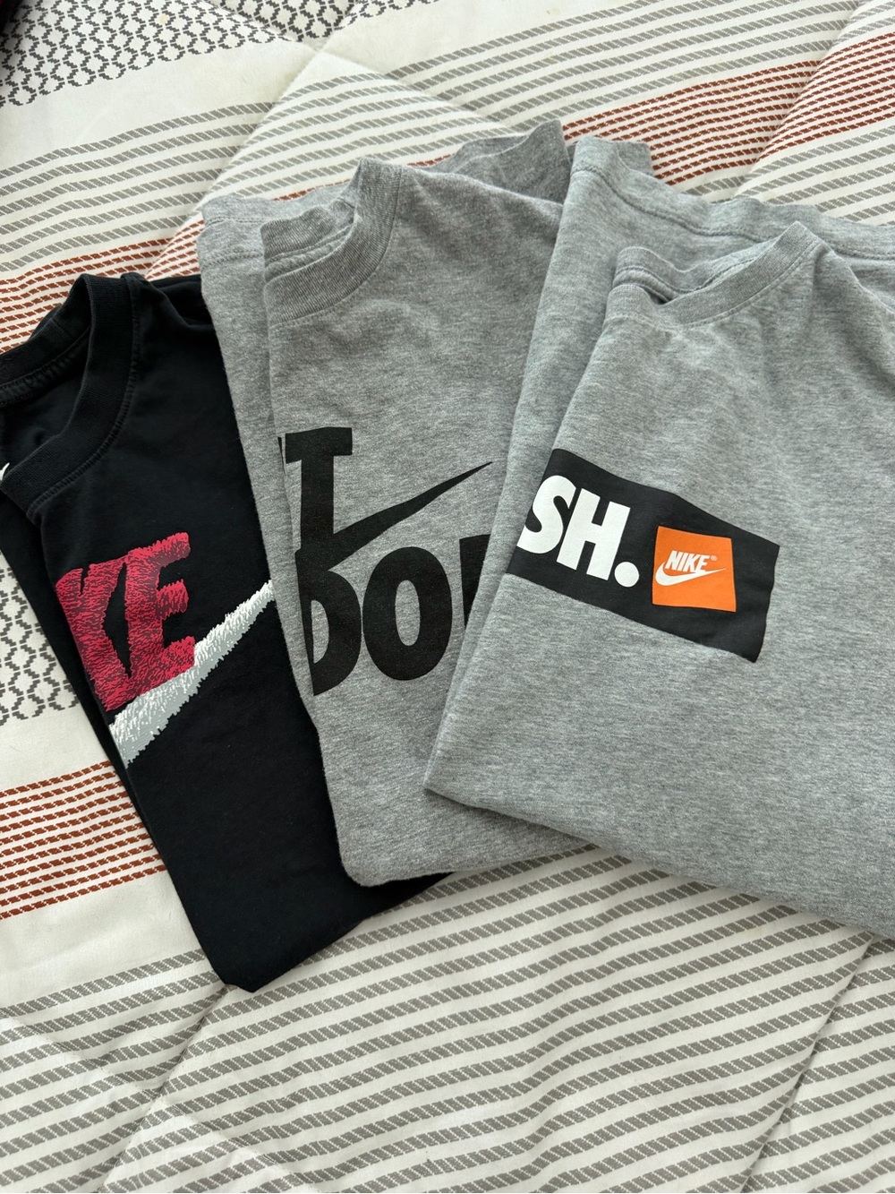 Nike Graphic Tee Trio - Black, Gray & Orange Accents
